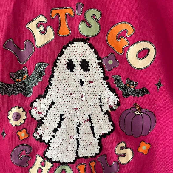 NWT Let’s Go Ghouls Pink Sweatshirt Violet Sky Size Large Girls Halloween - Picture 2 of 7